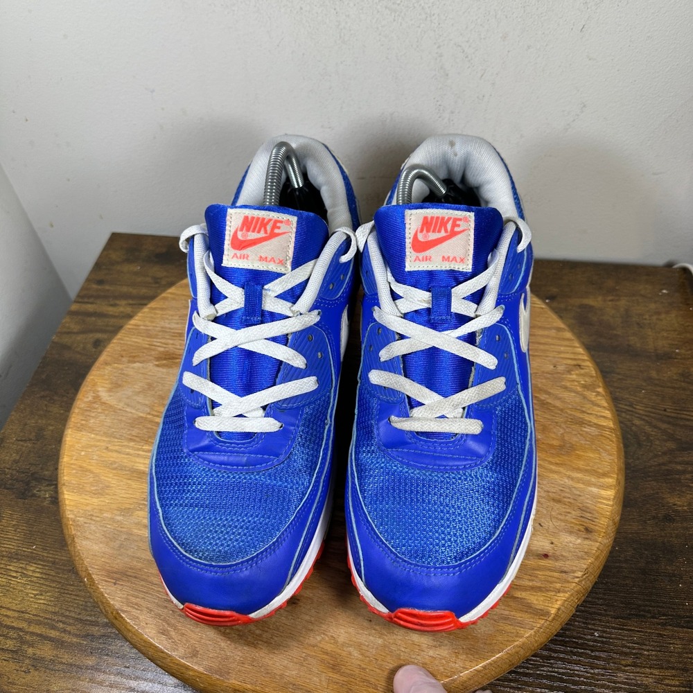 Nike Air Max 90 Mens Shoes Signal Blue Game Royal Chile Red DM8316-400 Size 12.5 - Picture 2 of 8